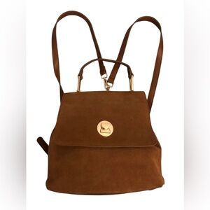 Francesca's Camel Colored Faux Suede Medium Brown Backpack Purse Vegan